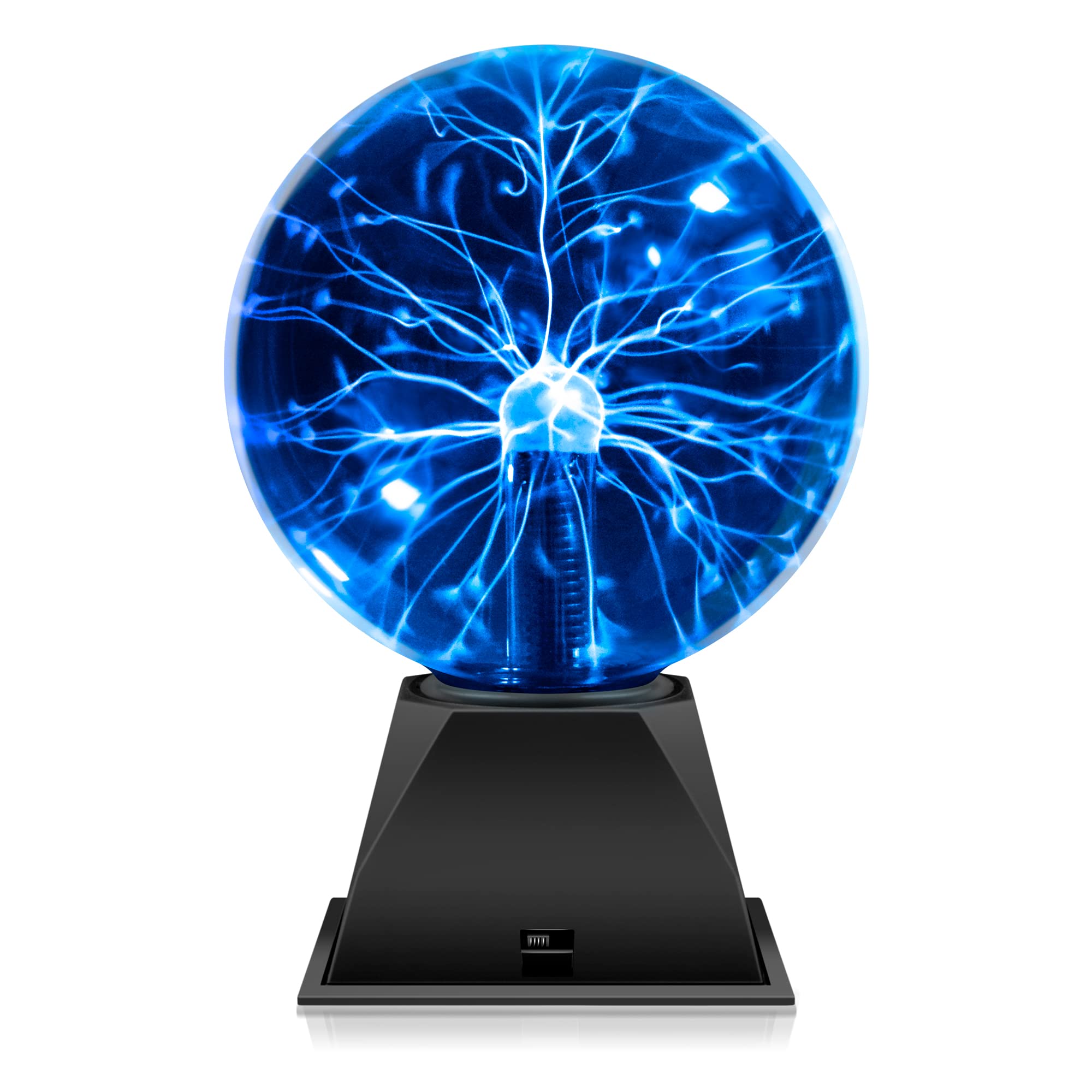 Flashmen plasma ball 6in blue globe glows with purple-red lightning for immersive science play