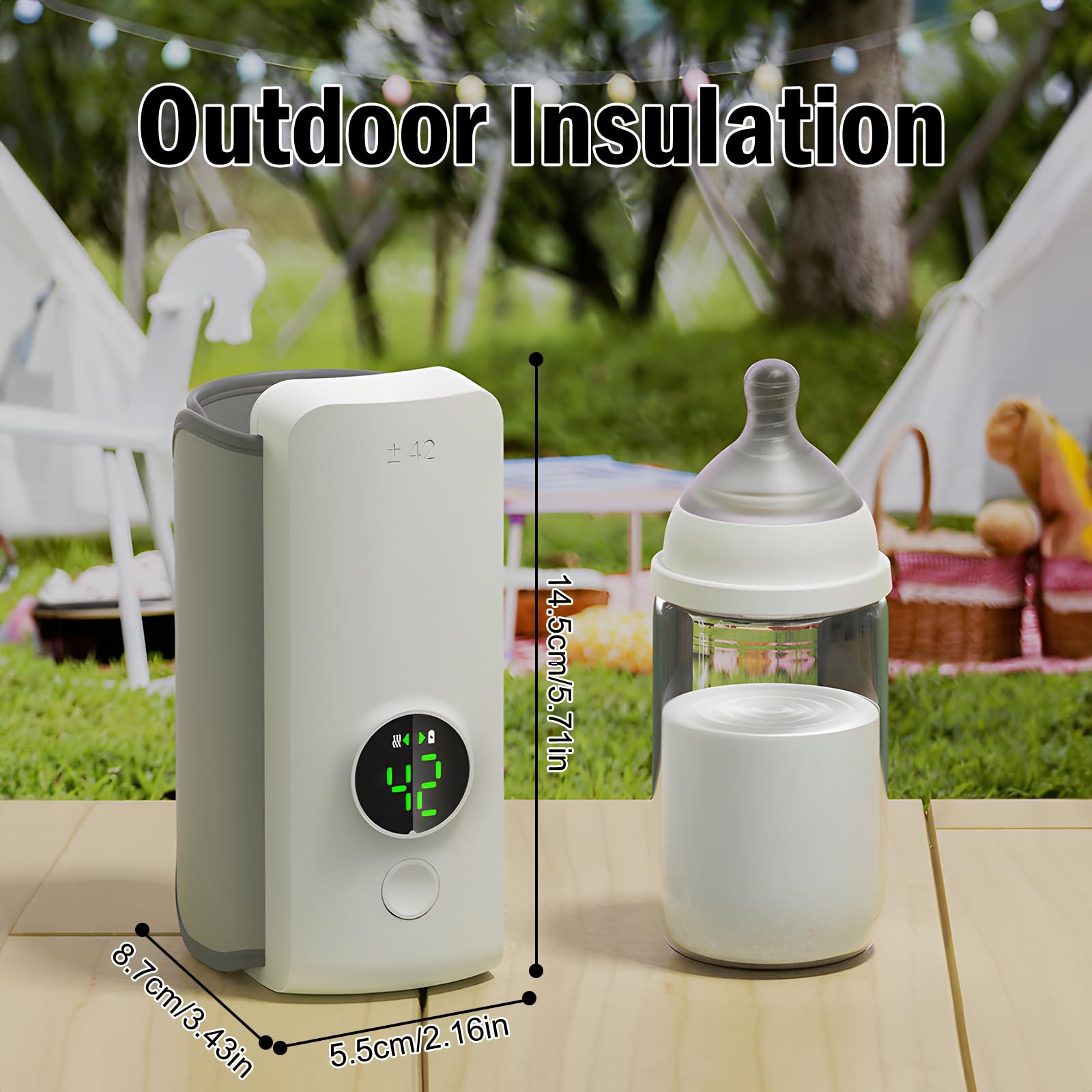 Flashstar bottle warmer battery-indicator light signals when to recharge for uninterrupted feeds.