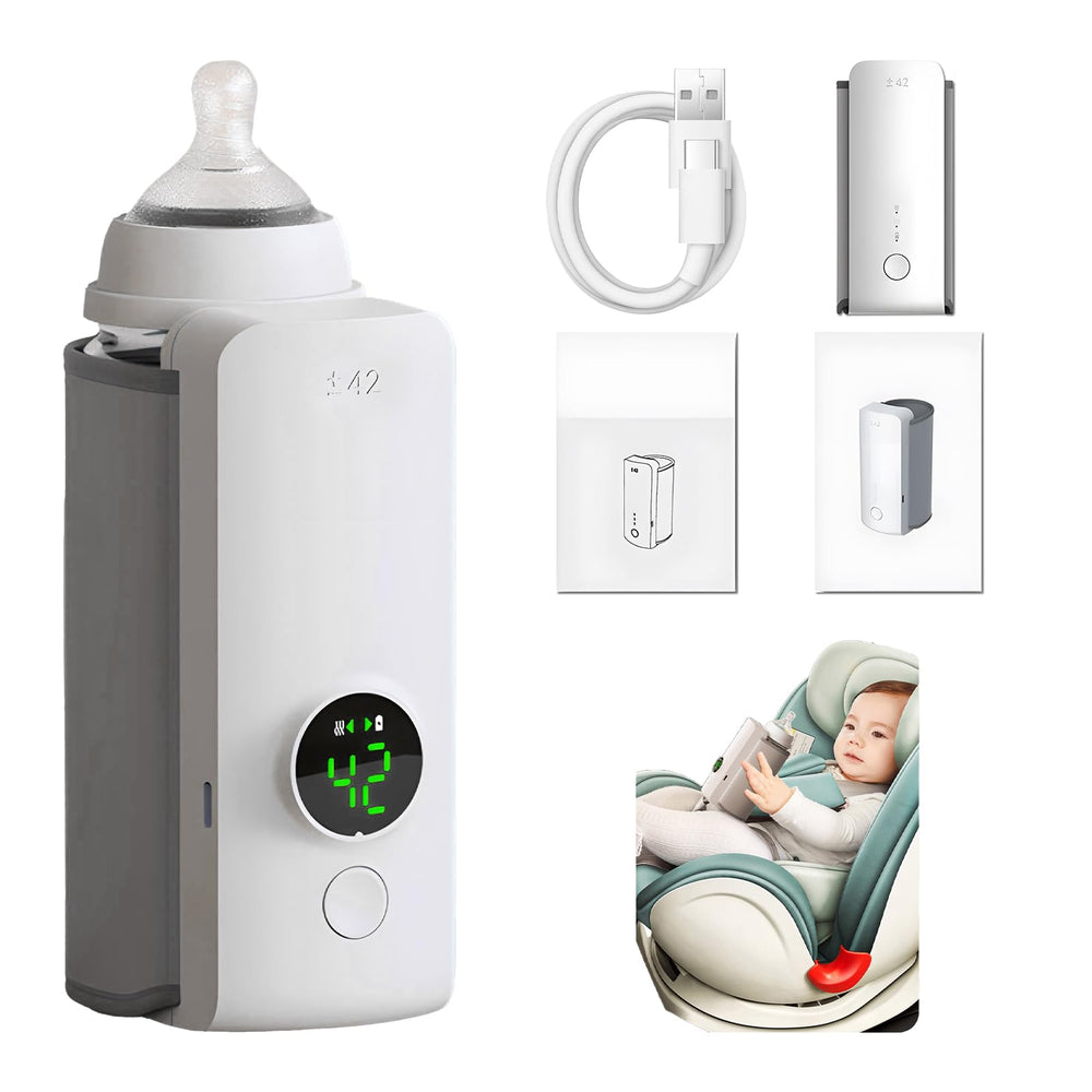 Flashstar portable bottle warmer in travel-compact design fits in a diaper bag.