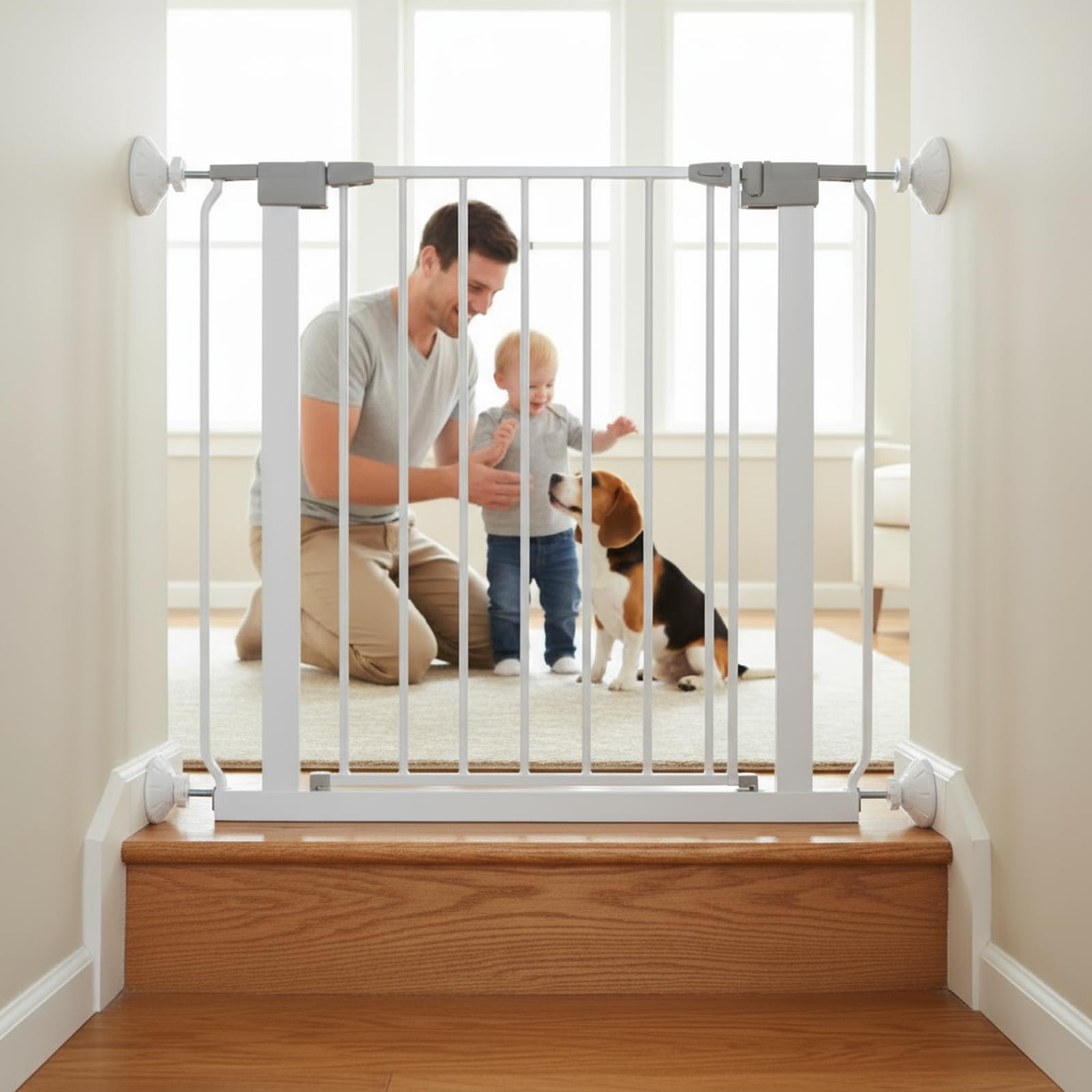 Flauzmann white finish—interior-friendly look that blends with decor.