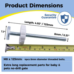 Flauzmann white baby gate bolt pack for quick, tool-free replacement and secure fits.