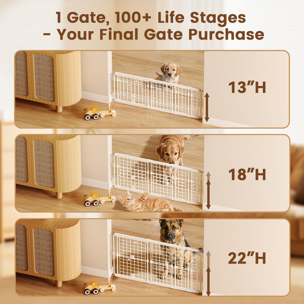 Fldofaves dog gate pressure-mounted setup emphasizes wall-friendly stability for rentals.