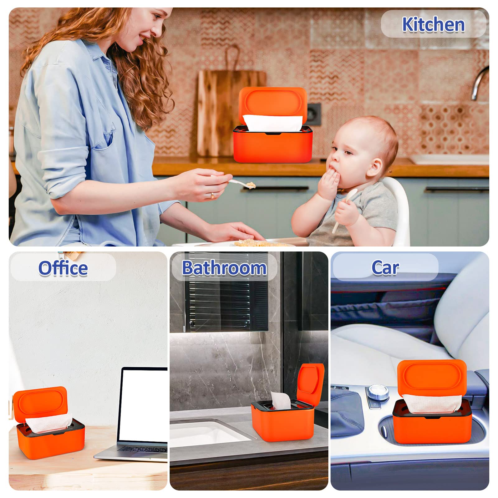 Flenpptly non-slip base keeps the black wipes dispenser steady.