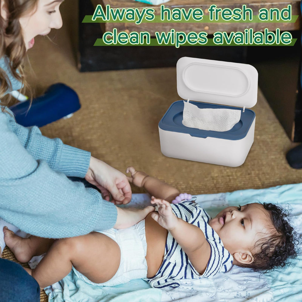 Flenpptly blue wipes dispenser wide mouth for easy refills and viewing.