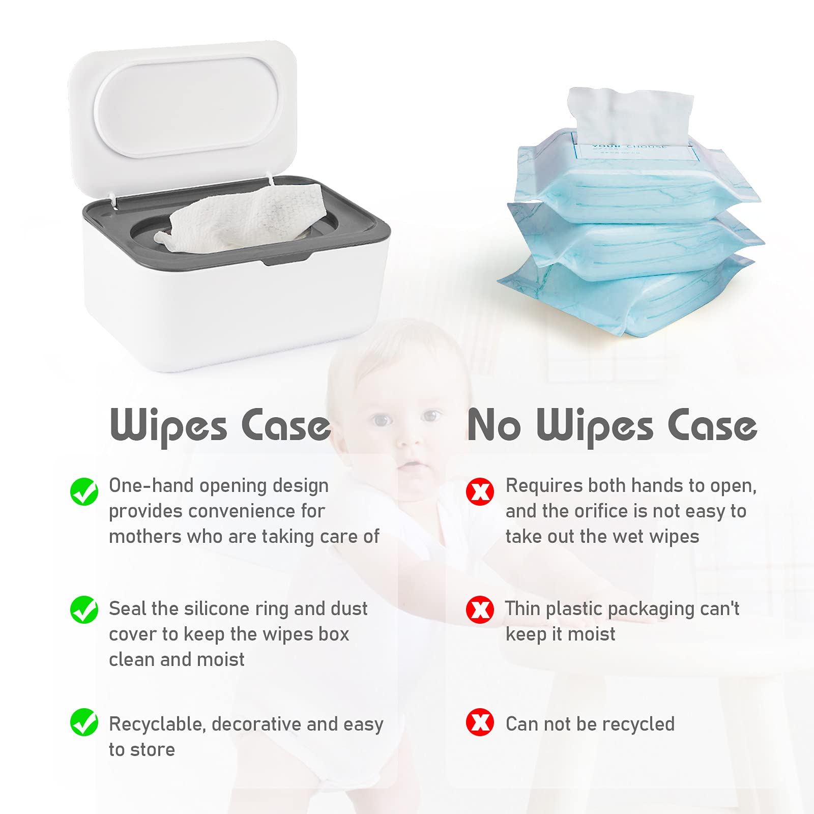 Flenpptly wipes dispenser large mouth view showing easy visibility of remaining wipes