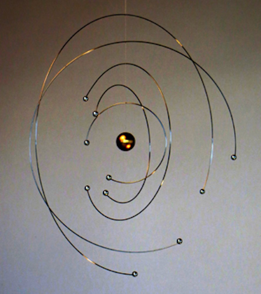 Flensted Niels Bohr Atom Mobile 9in steel Danish craft highlights handmade quality in home decor.