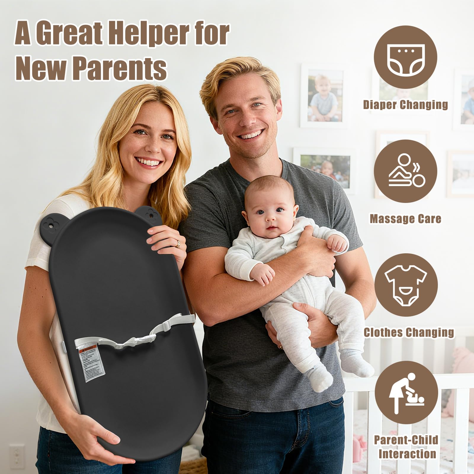 FLEUFAB changing pad non-slip bottom ensures table stability