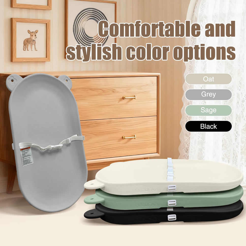 FLEUFAB changing pad wipe-clean surface emphasizes quick cleanup after changes.