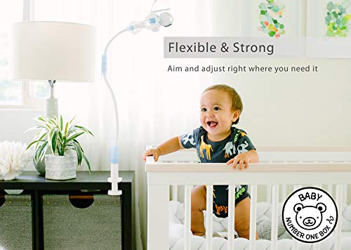 FlexxiCam furniture clamp secure-mount mounted on a crib for stable monitoring.