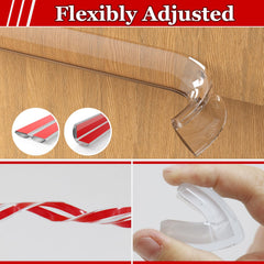 Floatlive SureStop clear design edge protectors on furniture reveal nearly invisible protection.