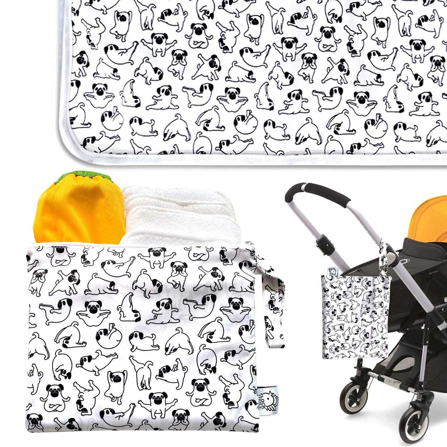 FLOCK THREE storage bag with pad shown as a compact travel set.