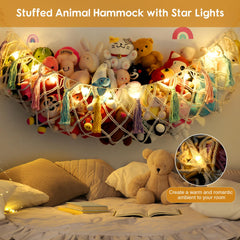 FLOCNOKY stuffed animal net corner mount shows boho decor while freeing floor space