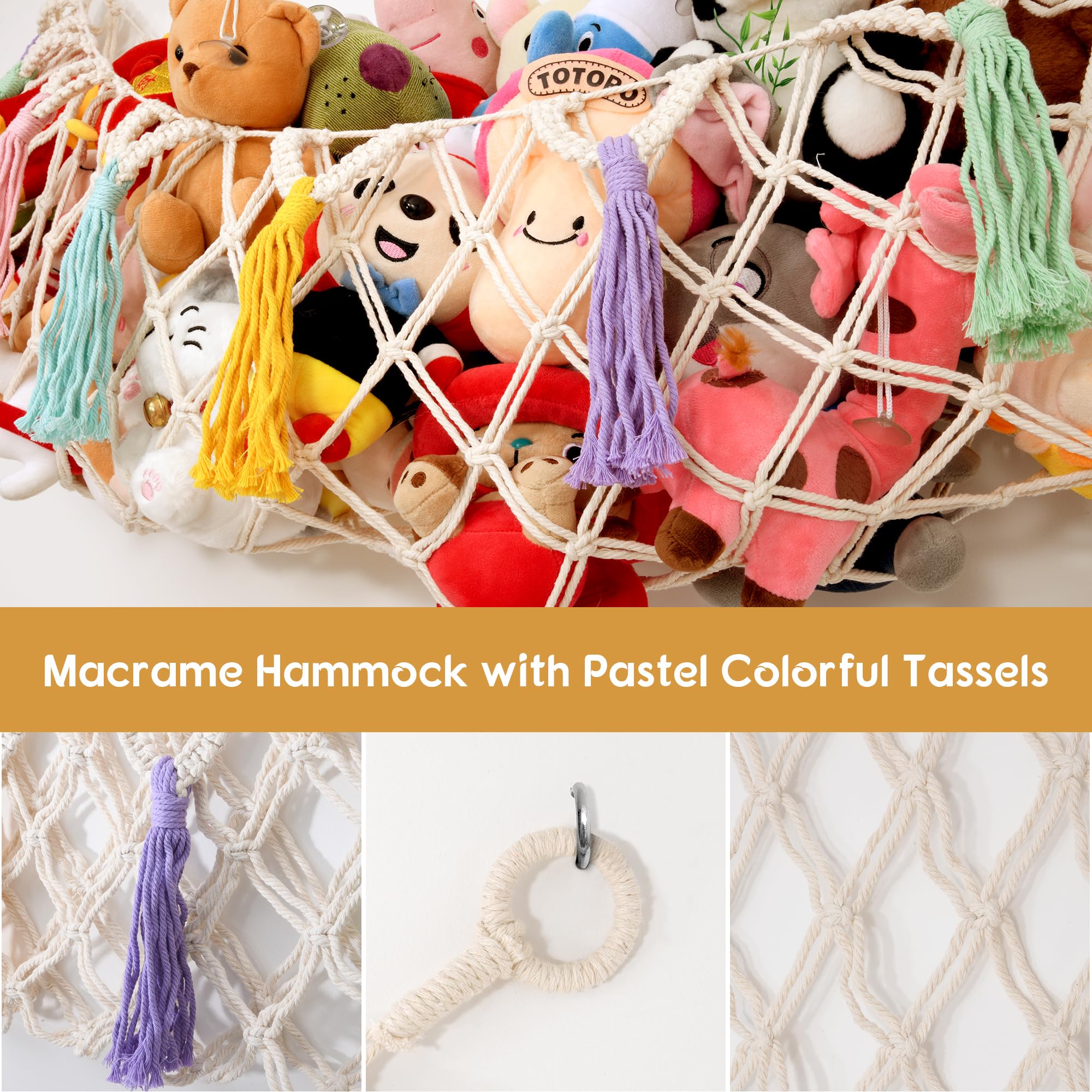 FLOCNOKY stuffed animal net easy hang kit with hooks and anchors for quick installation