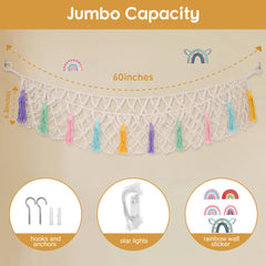 FLOCNOKY stuffed animal net sturdy cotton rope construction ensures durable hanging storage