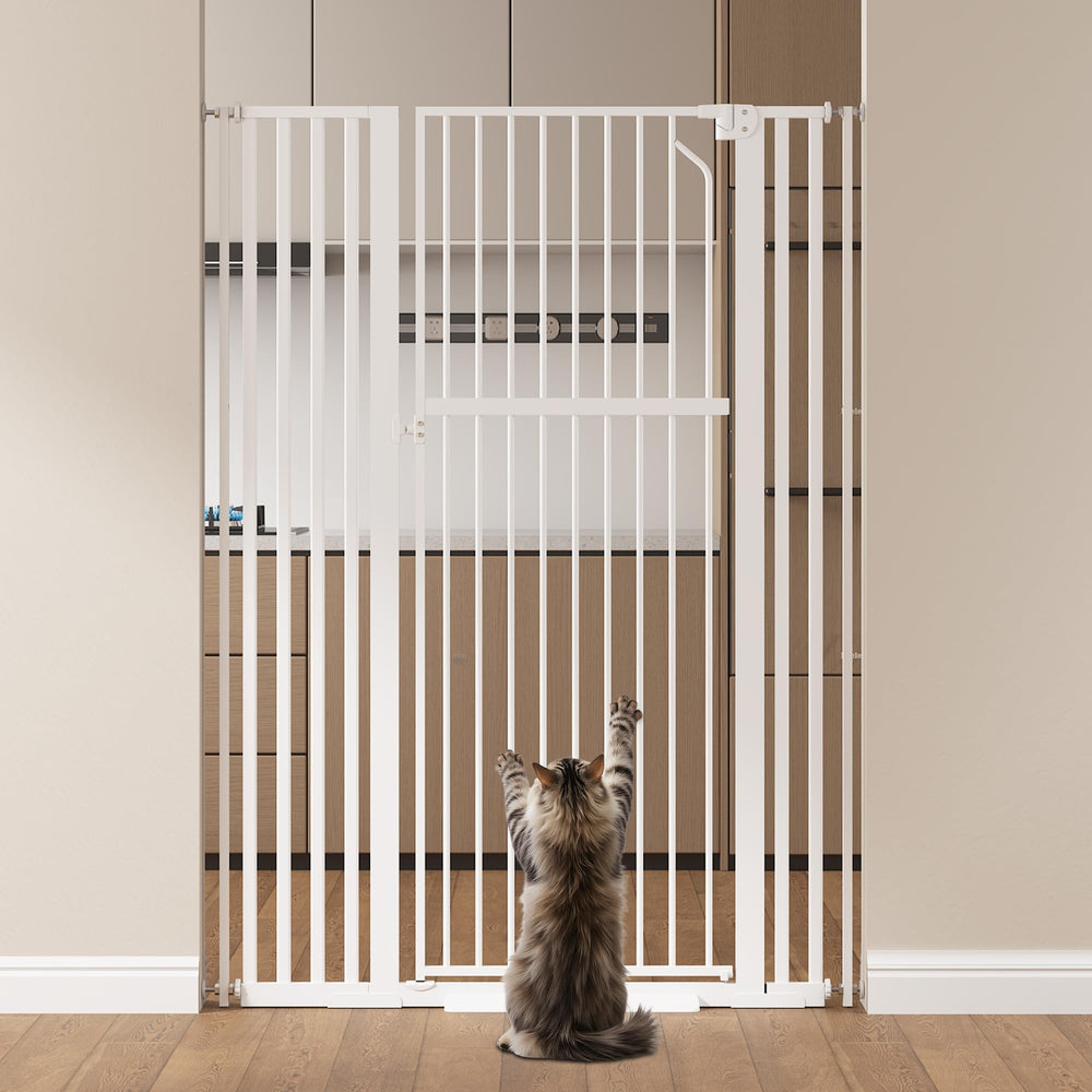 Floisdace 55.1 inch extra tall gate fully extended keeps pets secure in doorways