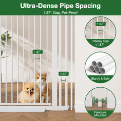 Floisdace pressure mounted gate shows tool-free setup and quick install
