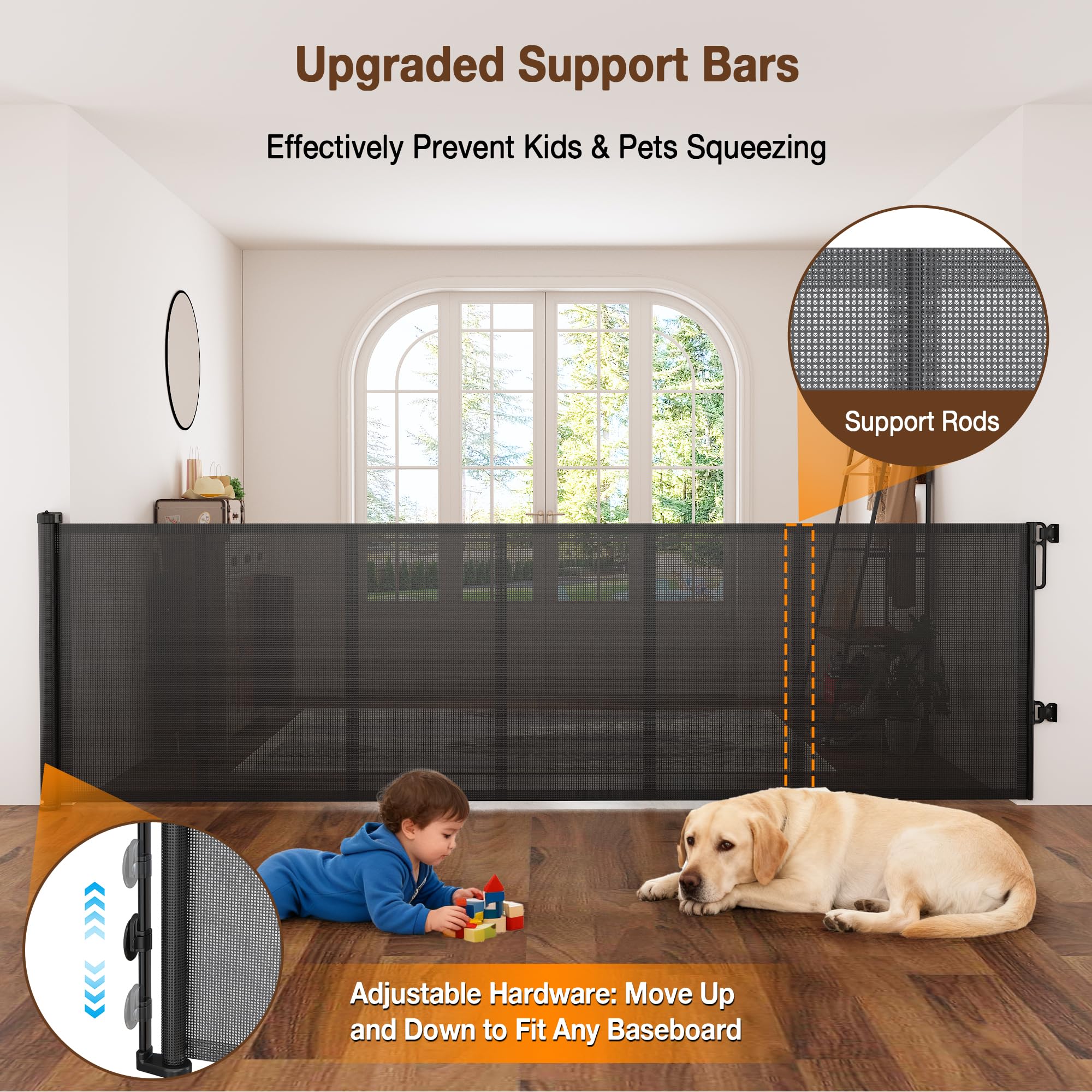 Floisdace reinforced 120in mesh closeup—non-toxic soft mesh protects kids