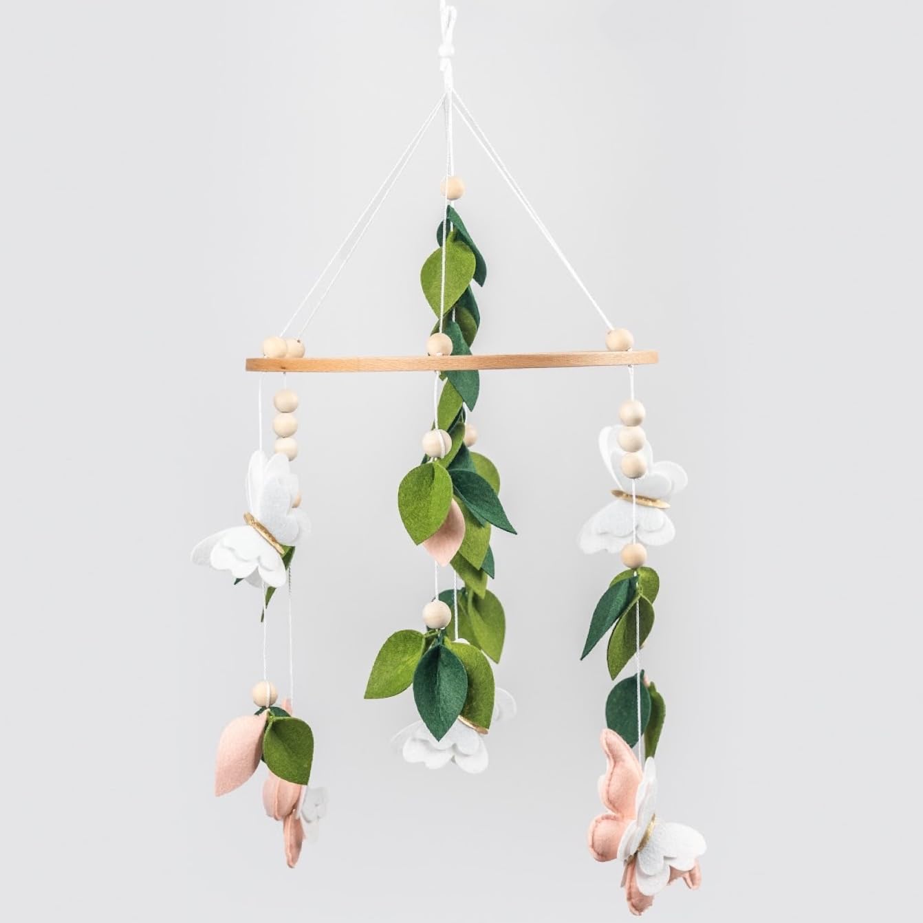 Flora & Ivy butterfly mobile eco-friendly materials ensure safe, soft touches for babies.