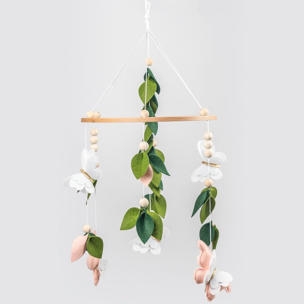 Flora & Ivy butterfly mobile eco-friendly materials ensure safe, soft touches for babies.