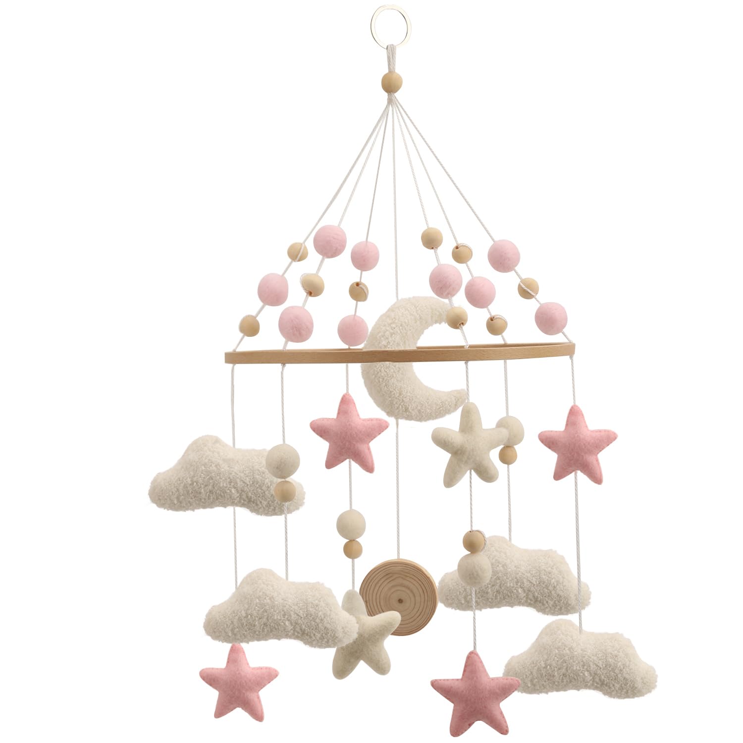 Flora & Ivy Cloud Mobile for Crib - hypoallergenic felt ensures soft, safe textures for little hands.