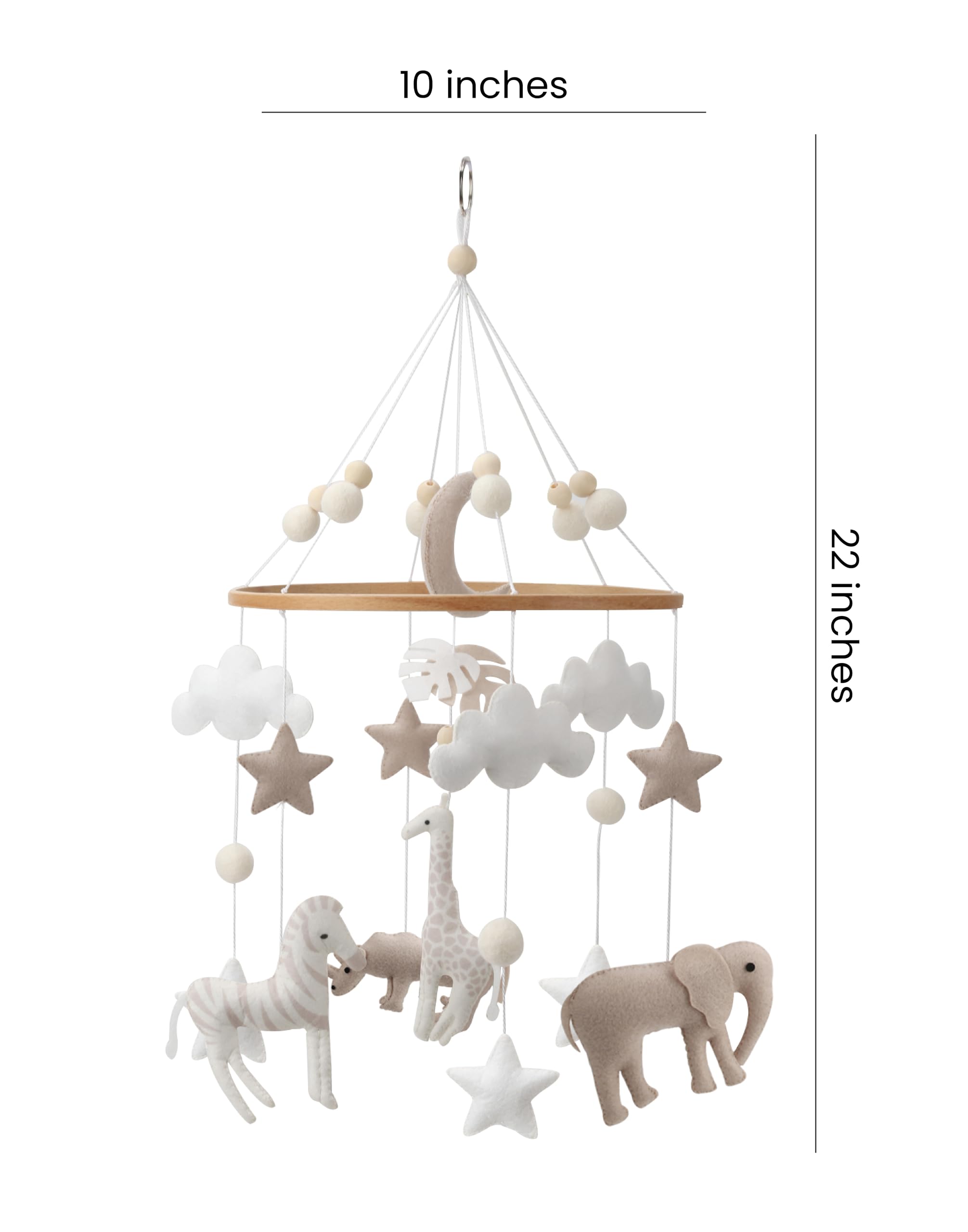 Flora & Ivy Safari Mobile for Crib Elephant in soft felt for cozy nursery visuals