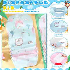 Floraltop bib pocket catch showing food-catching feature for easier cleanup.