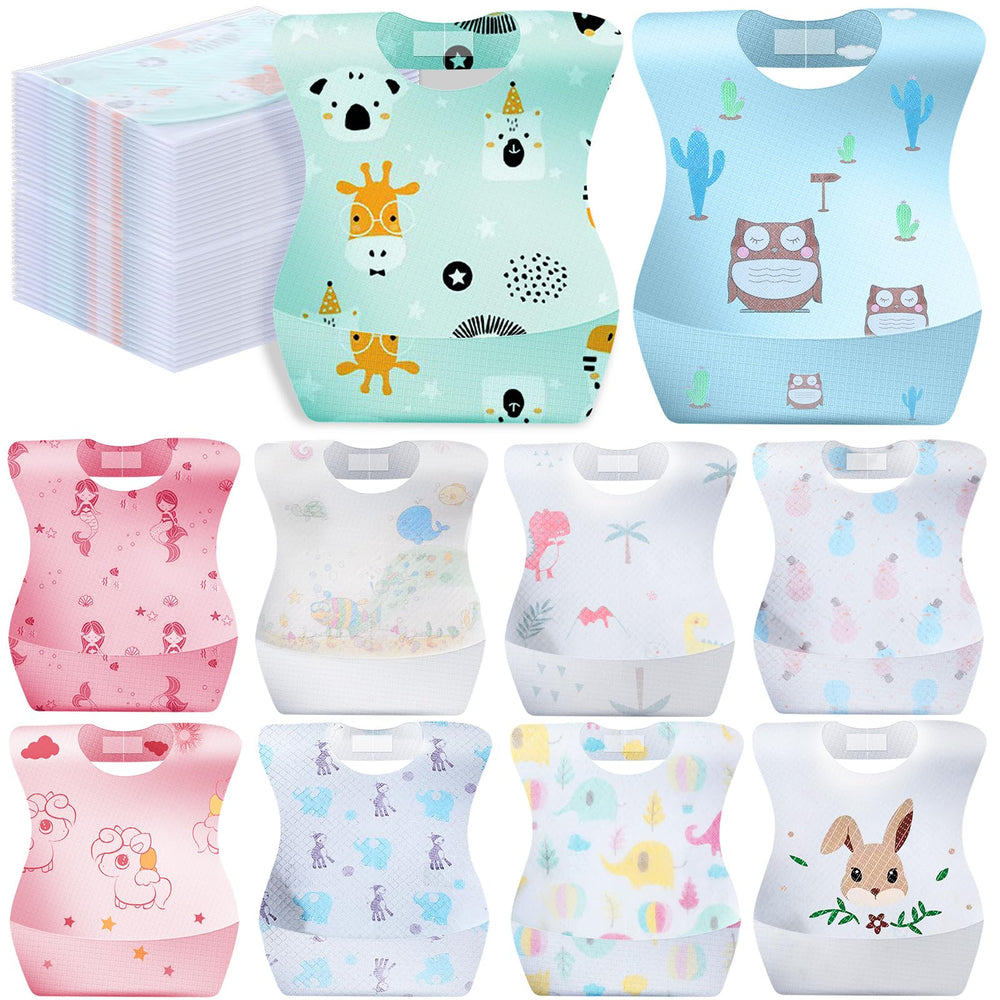 Floraltop disposable baby bib pack front view for mess-free meals on the go.