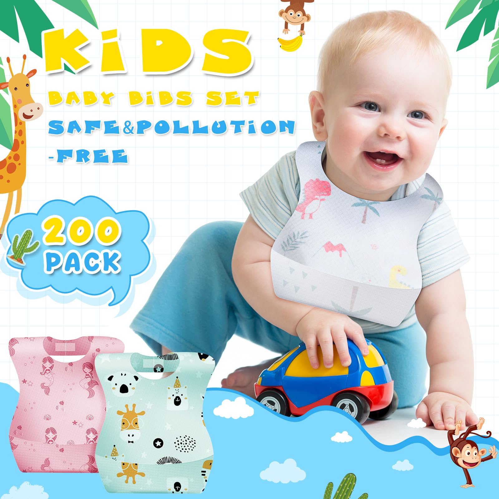 Floraltop travel-friendly bib pack in compact bulk for dining out.