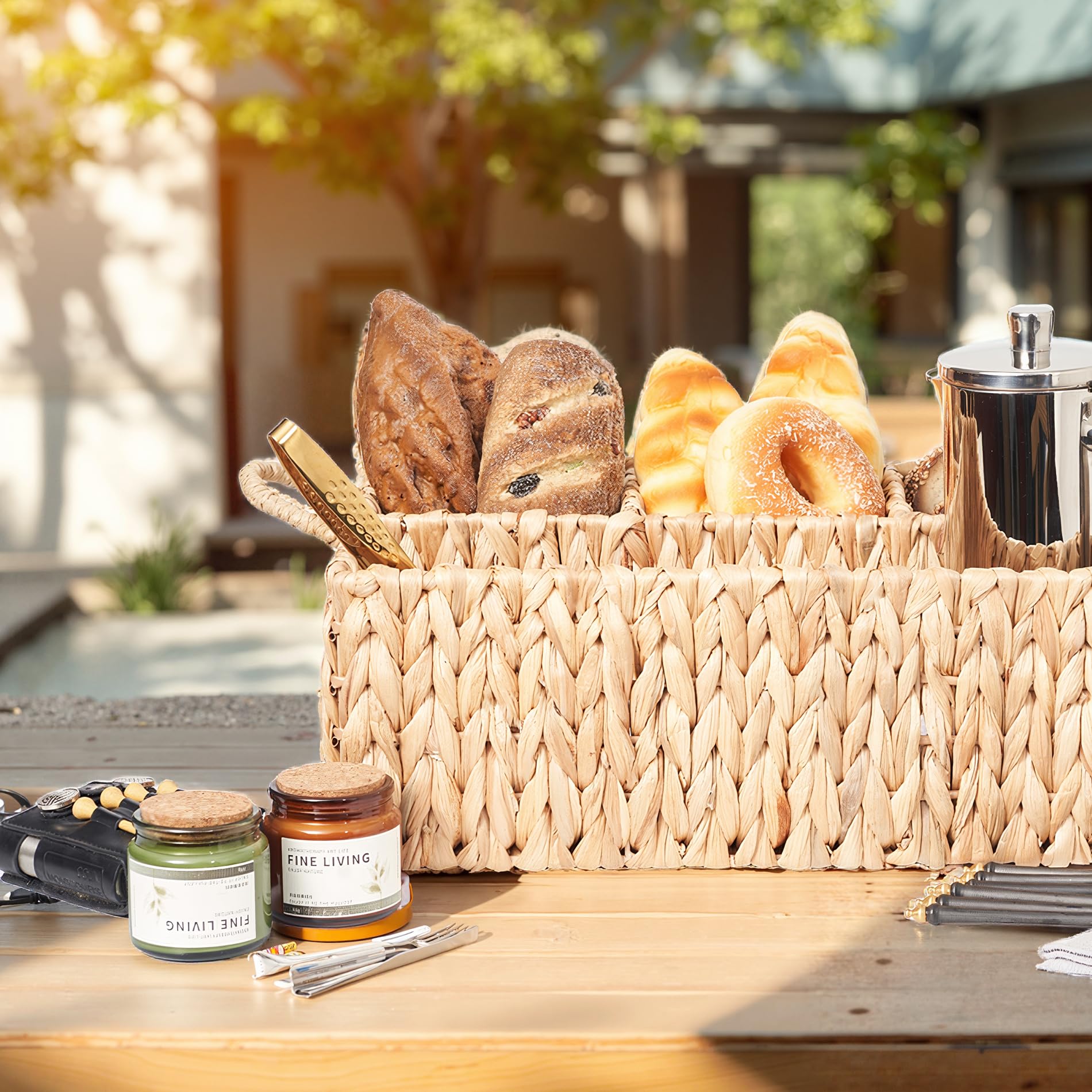 Floramill bathroom nursery organization basket blends style with practical storage.