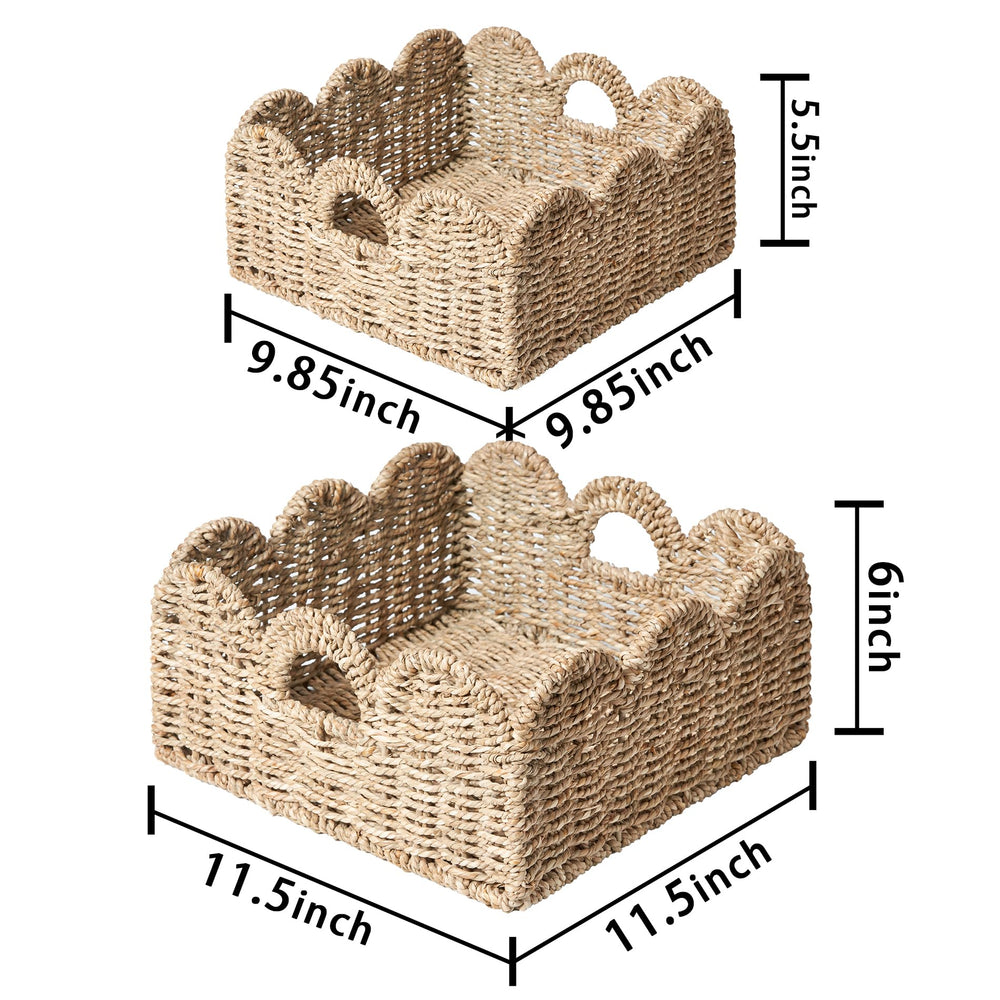 Floramill scalloped basket handles closeup reveals built-in carrying ease