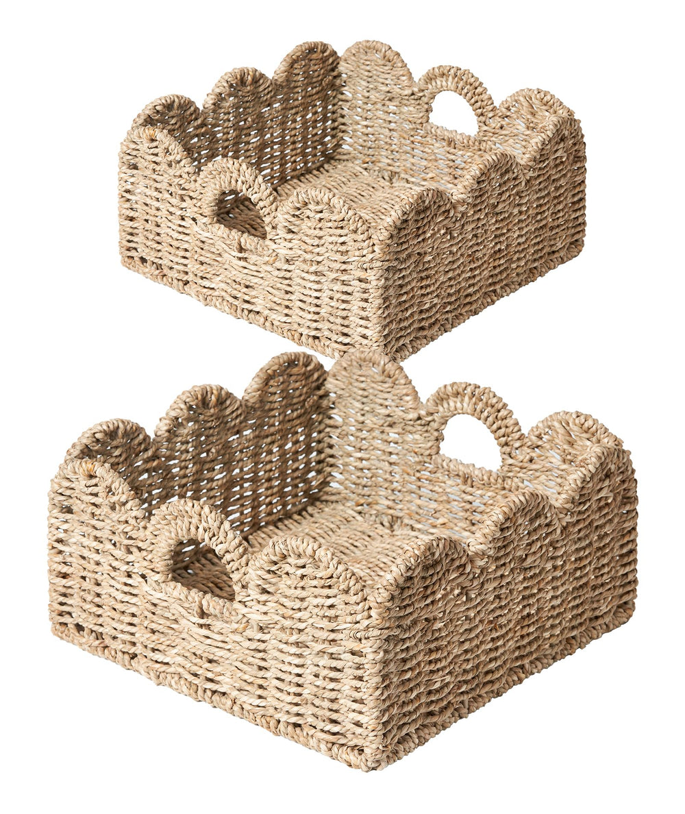 Floramill scalloped basket seagrass large shows natural texture for stylish living room storage