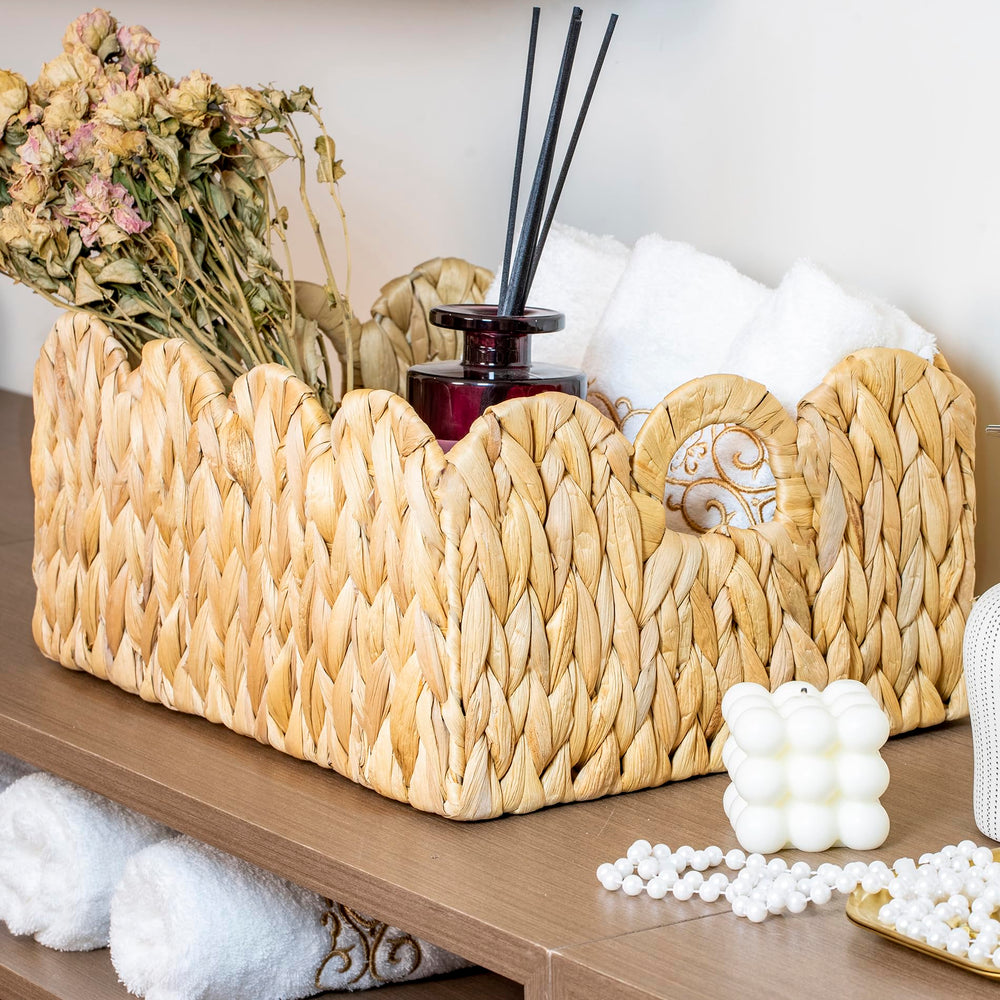 Floramill scalloped basket – seagrass small – versatile storage for shelves and closets.