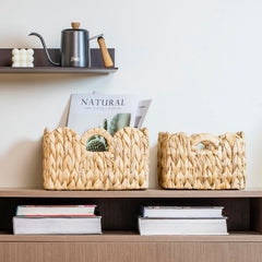 Floramill scalloped basket – water hyacinth small – perfect bathroom organizer with breathing openness.
