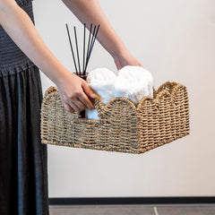 Floramill scalloped basket waterhyacinth large highlights airy weave for bathroom storage
