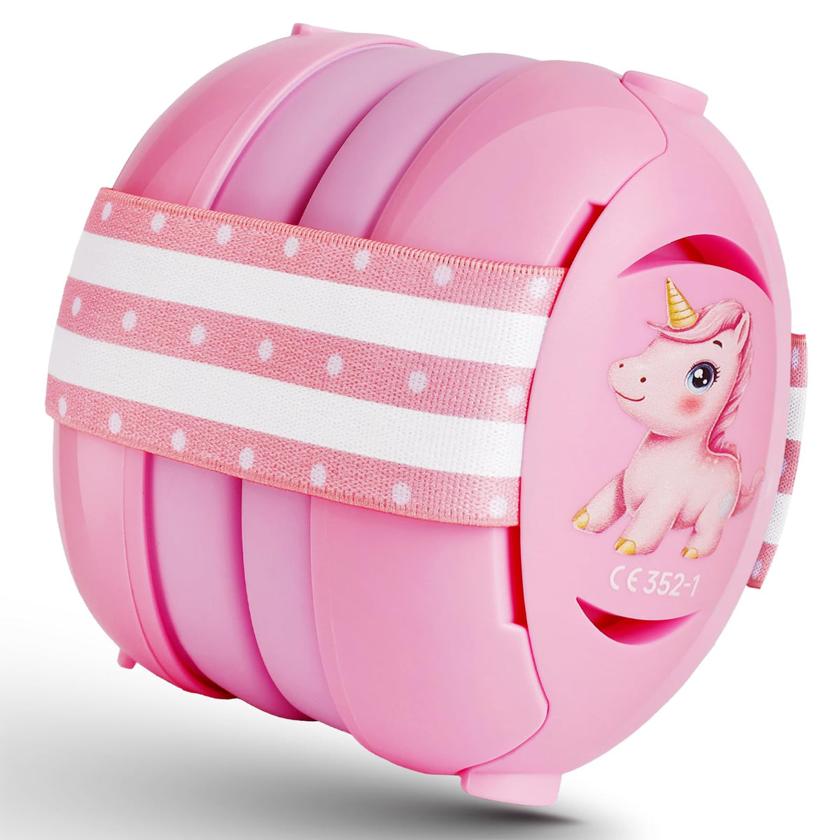 Floriogra baby headphones worn by a toddler for calm sleep in noisy surroundings.