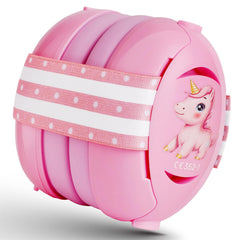 Floriogra baby headphones worn by a toddler for calm sleep in noisy surroundings.