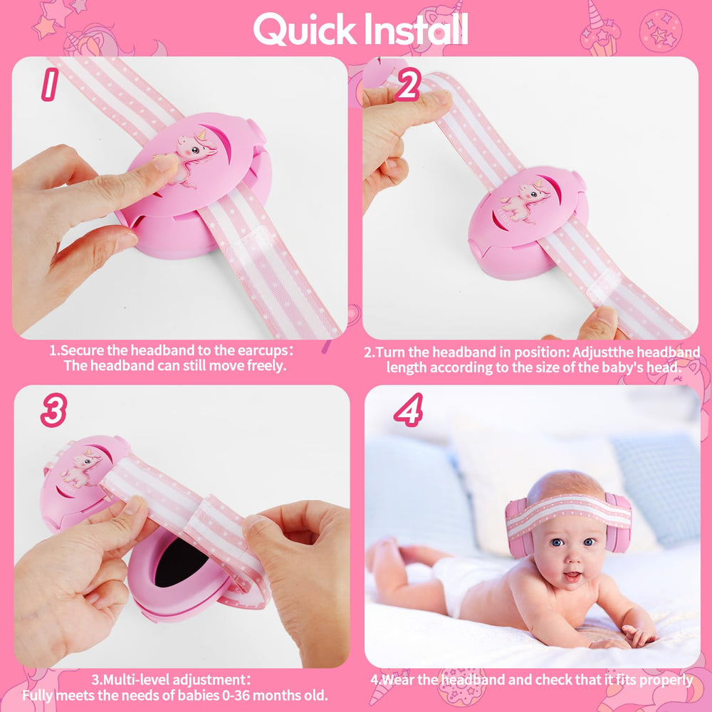 Floriogra baby headphones extra-wide headband reduces pressure for tiny fontanelles.