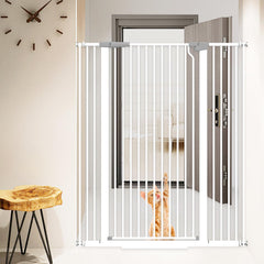 Flower Frail 51.18-inch extra tall pet gate front view keeps cats secure in doorway