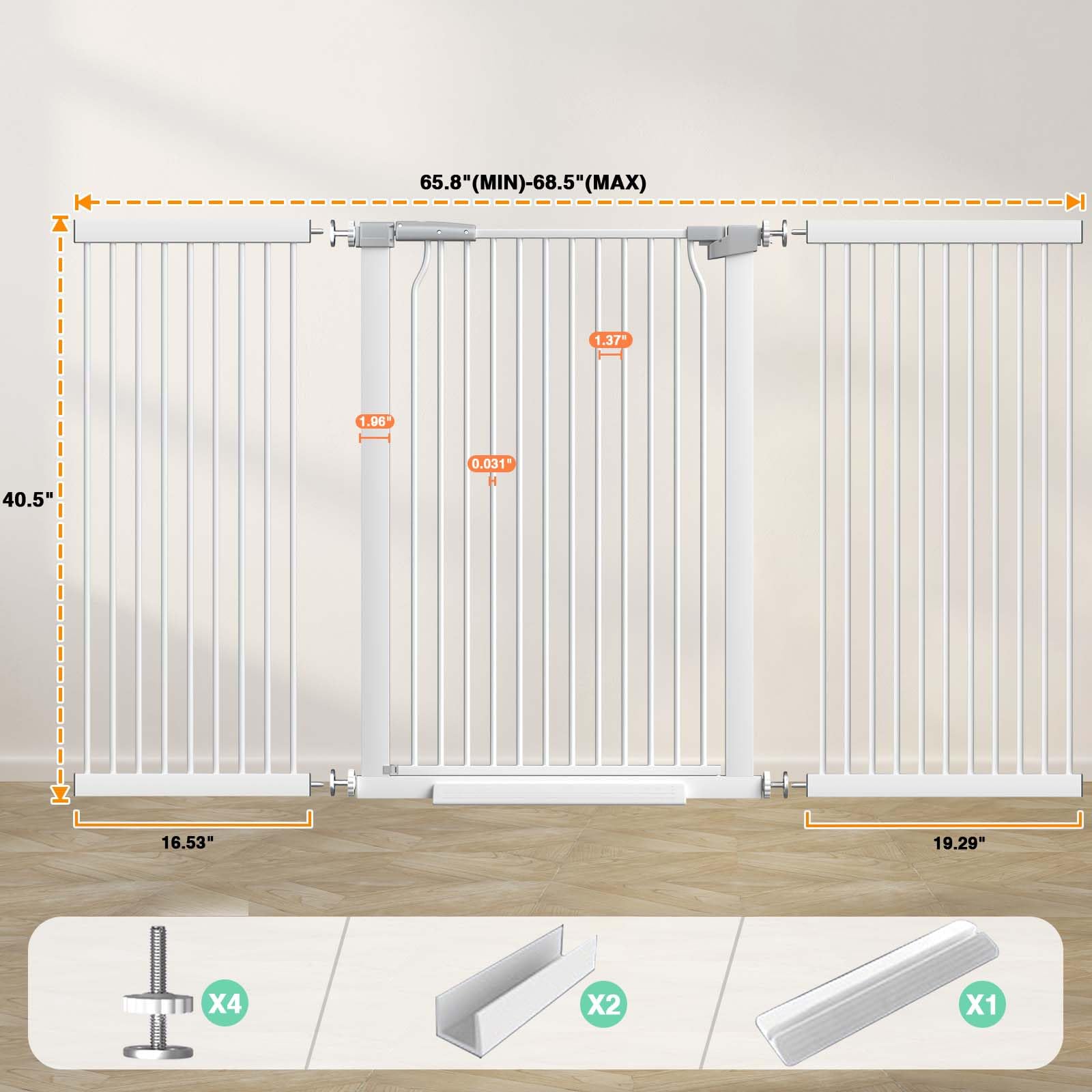 Flower Frail swing gate fits seamlessly in hallways and stairs.
