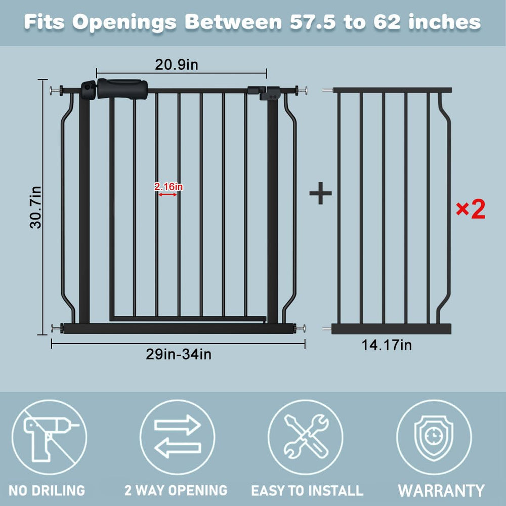 Flower Frail pressure-mounted baby gate installation requires no drilling for quick setup.