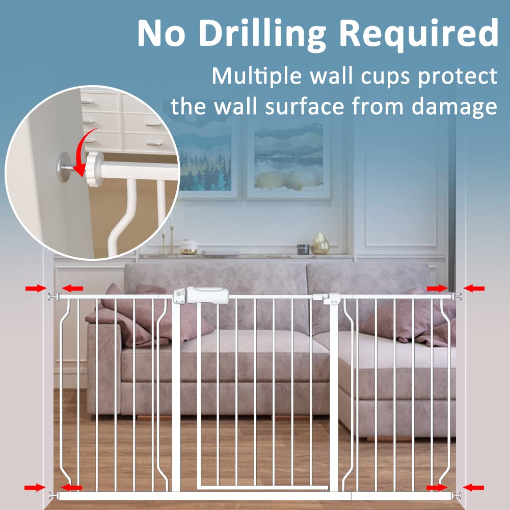Flower Frail white gate extension fits doorways in busy homes.