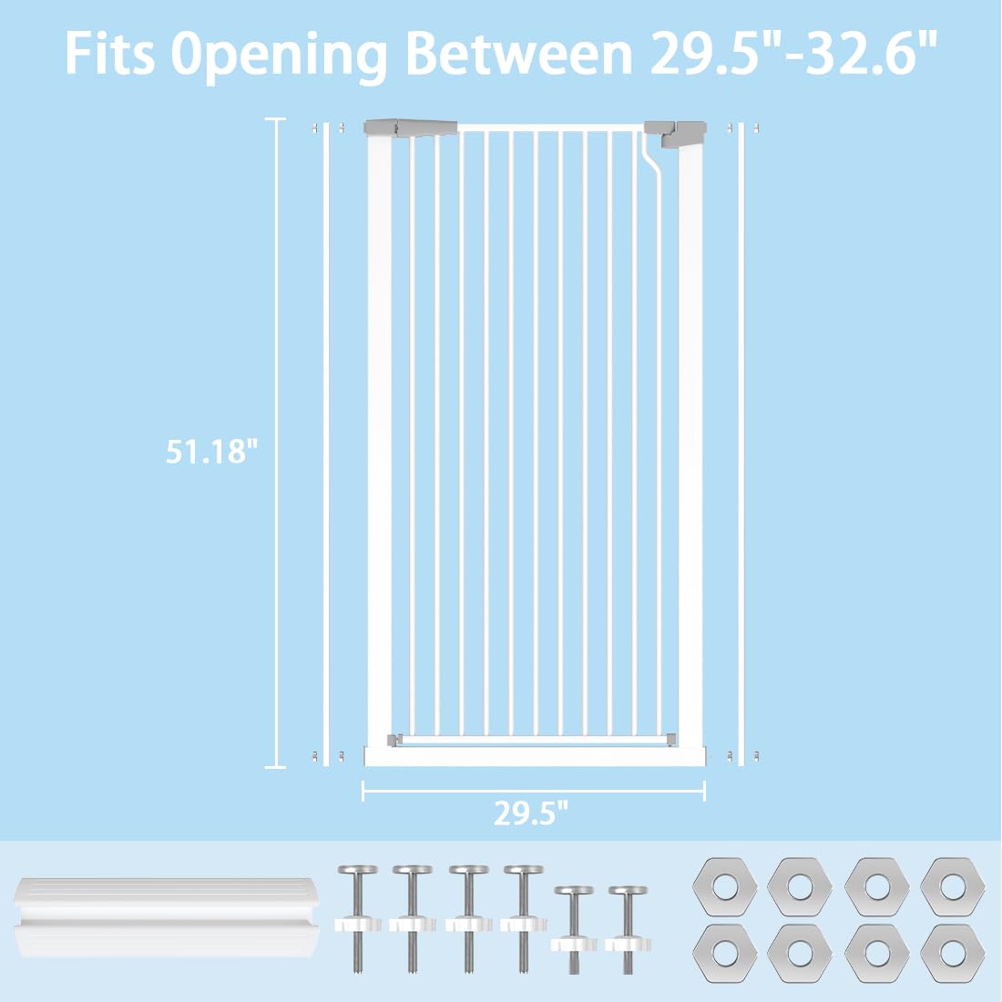 Flower Frail white metal gate design blends with decor and keeps pets contained.