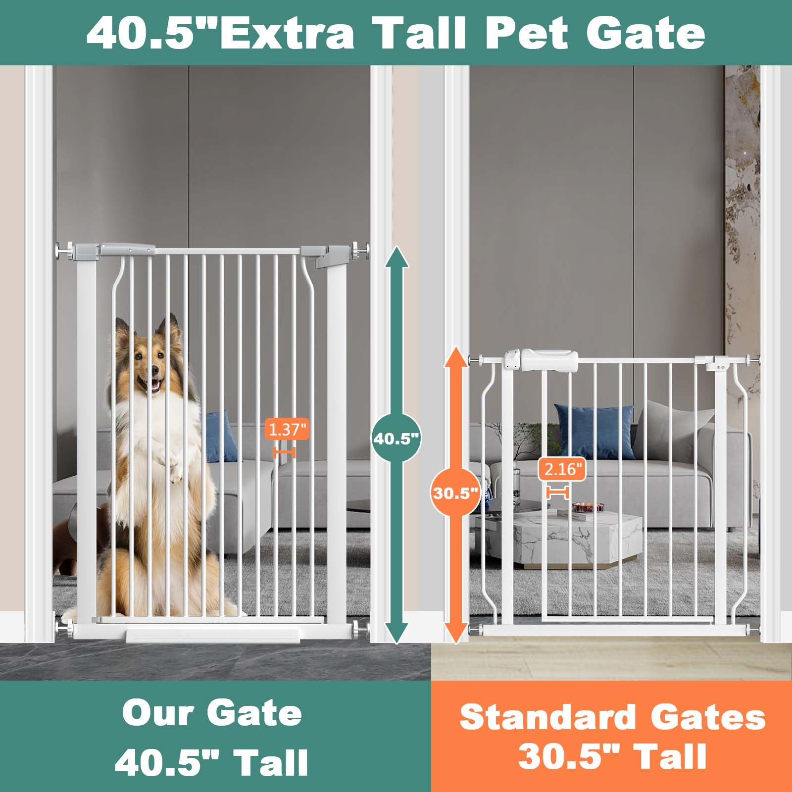 Flower Frail adjustable width gate fits wide doorways for flexible use.