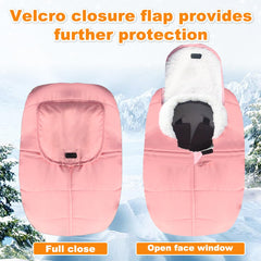 Flower Frail winter baby car seat cover inner coral fleece adds soft warmth for newborn comfort.