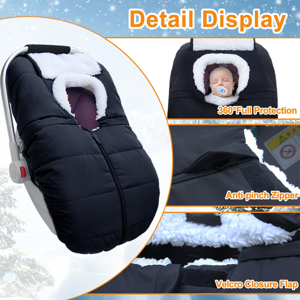 flower frail winter baby car seat cover vertical and horizontal zippers ease access