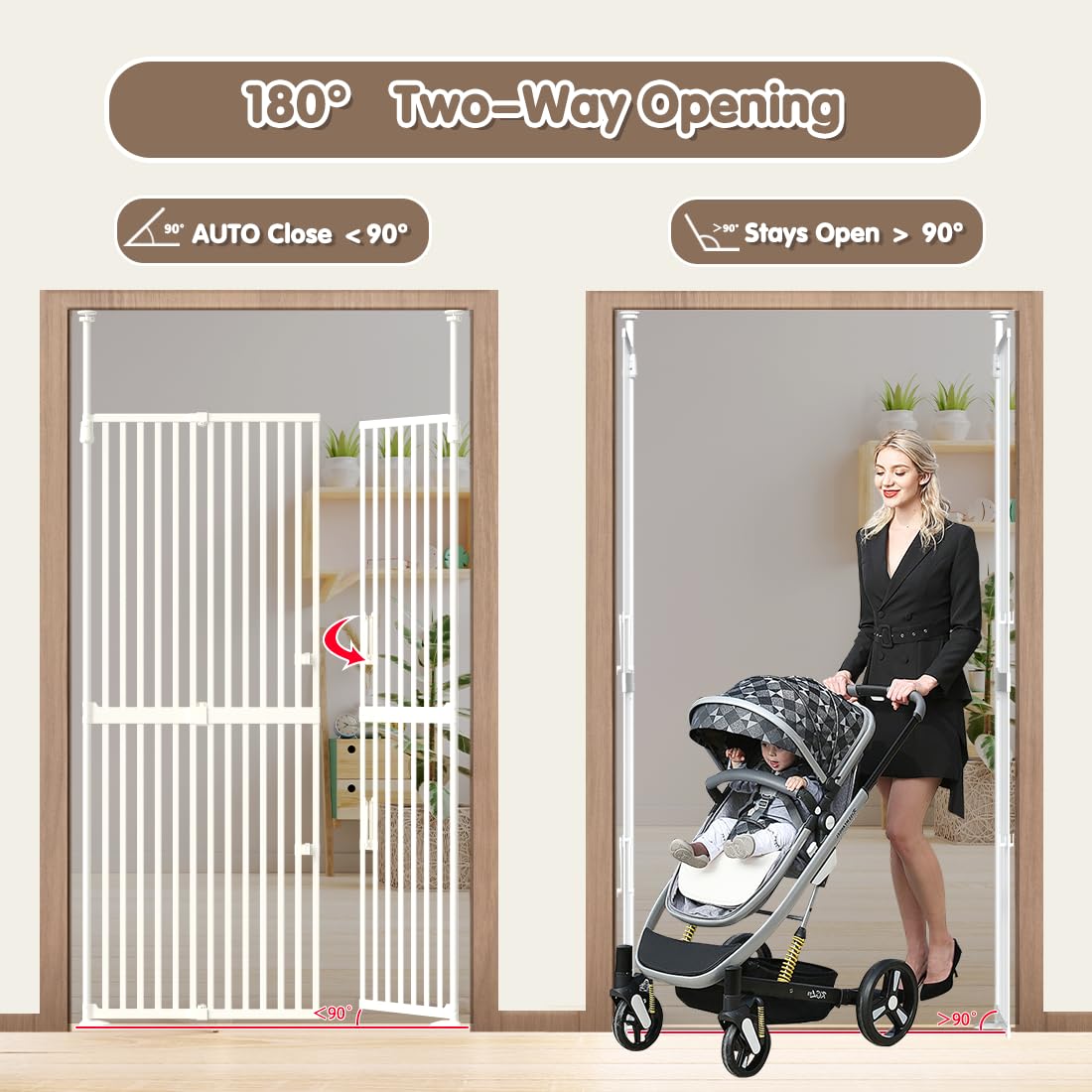 Flower Frail adjustable-height rod installation offers flexible doorway fit.