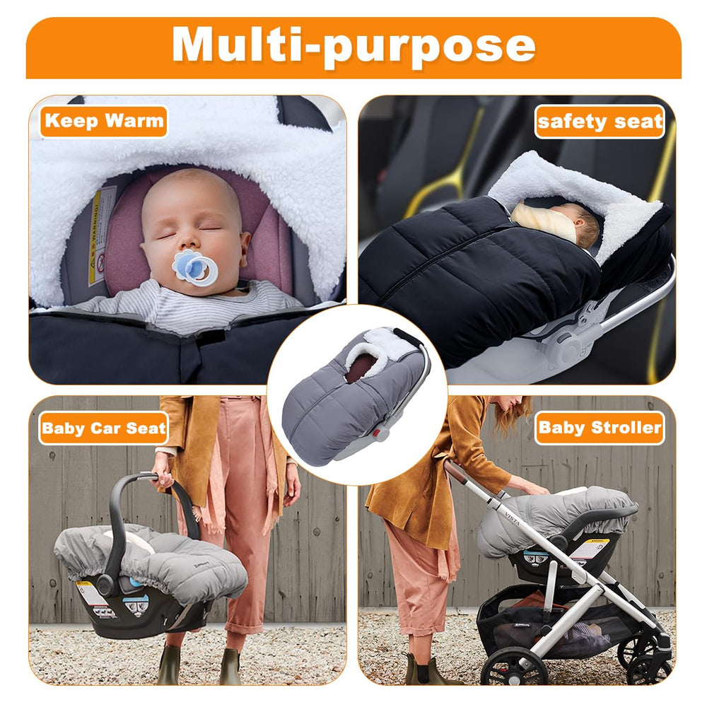 flowerfrail grey car seat cover shown on stroller-ready setup