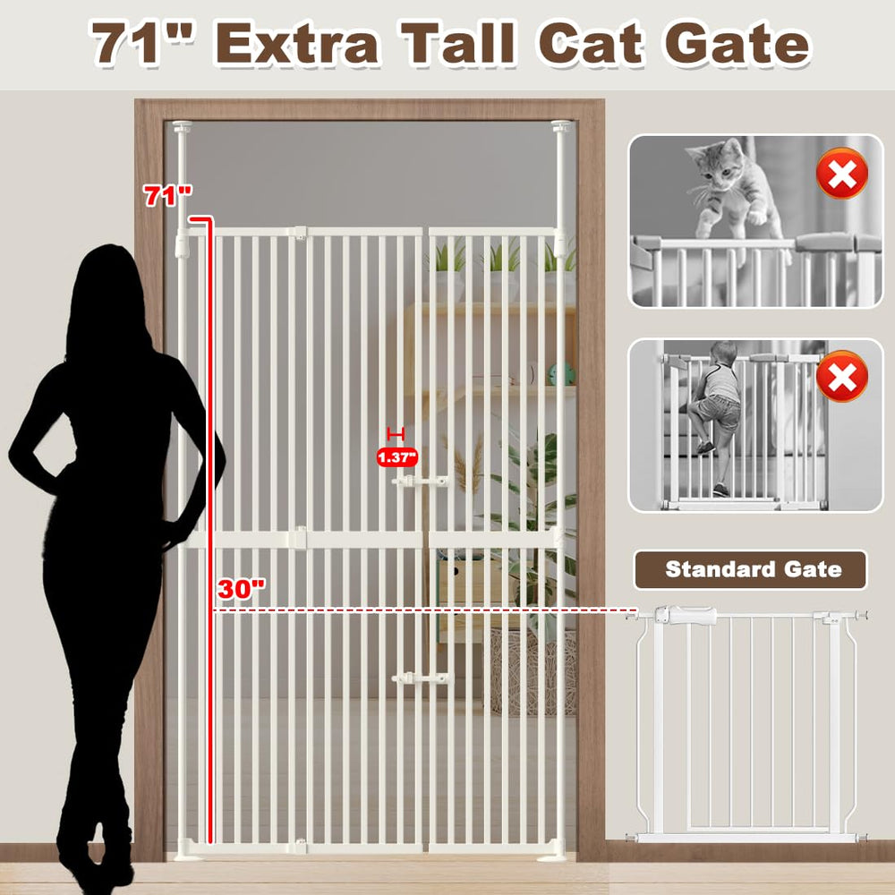 Flower Frail pressure-mounted dog gate side view shows quick, drill-free installation.
