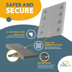 FluffyTub mesh pockets organize bath toys and accessories for quick cleanup.