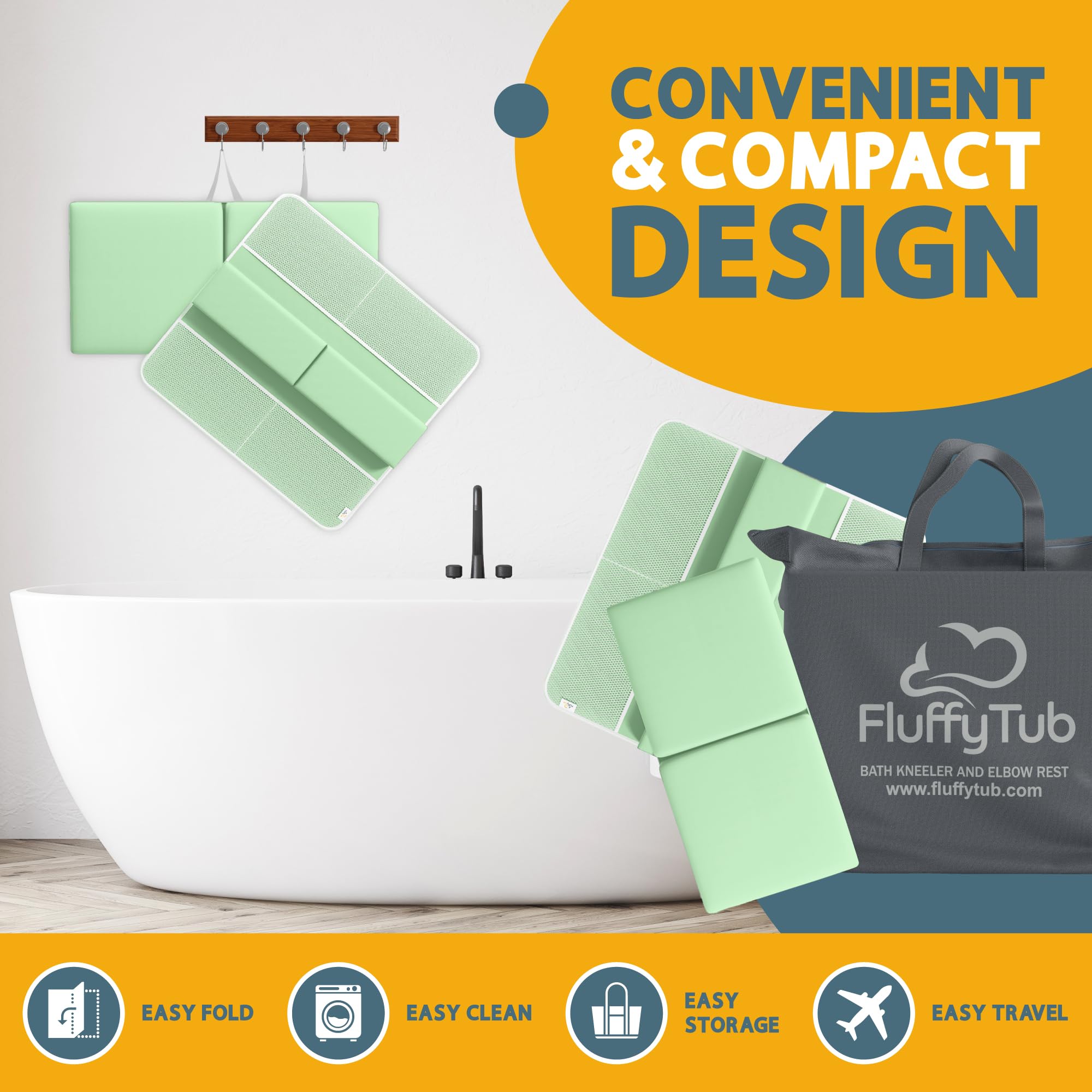 FluffyTub anti-slip suction cups secure the pad to tub walls